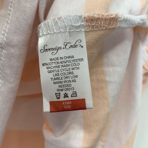 Sovereign Code Mens Mug Print Striped Short Sleeve T-Shirt Peach White XL - Picture 4 of 4